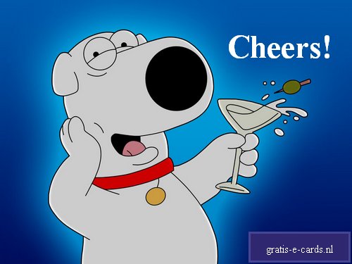 Brian Griffin zegt Cheers!